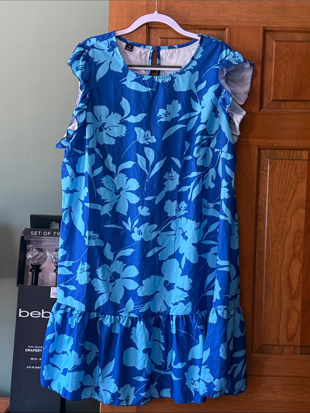 Woman’s ' Blue Floral Ruffle Hem Dress